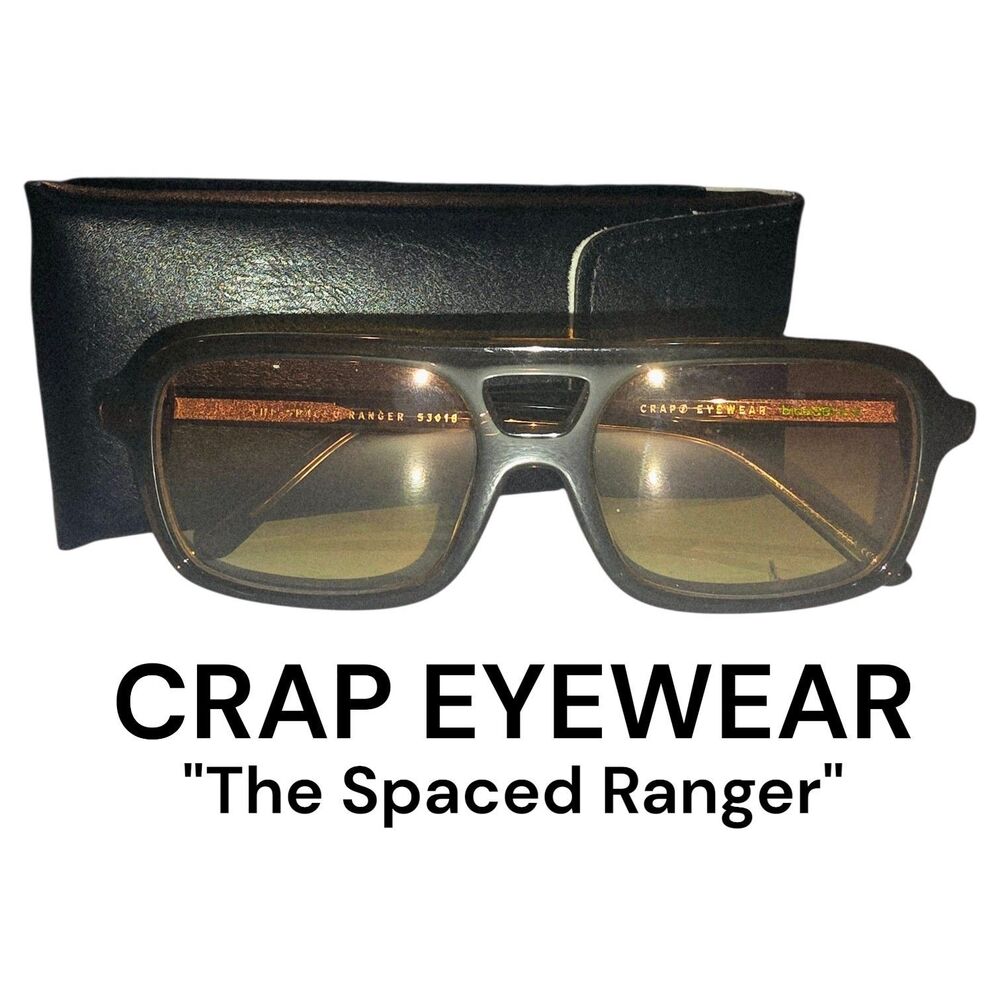 Crap Eyewear The Spaced Ranger Brown Logo Eyeglasses 53-18 & Blk Box Travel Case